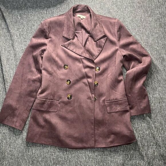Easel Faded Plum Double Breasted Suede Fully Lined Front Patch Pocket Blaser siz - Picture 1 of 4